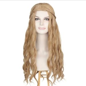 Long Wavy Mix Lt Brown Wig With Braid